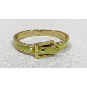 Yellow Gold Enamel Buckle Bangle Bracelet